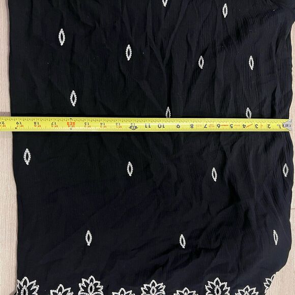 SUNDANCE Palace Shift Midi Dress Black Bell Sleeve Embroidered Scallop Hem Small - Picture 6 of 14